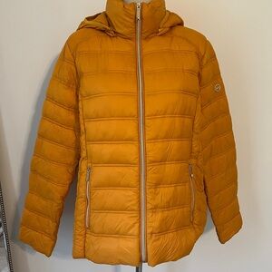 Michael Kors Packable Down Puffer Jacket Hooded Mustard XL women’s gold